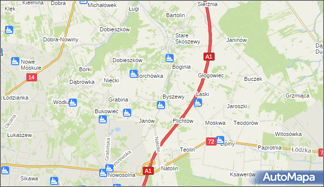 mapa Byszewy, Byszewy na mapie Targeo