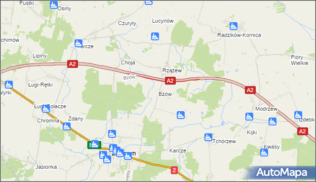 mapa Bzów, Bzów na mapie Targeo