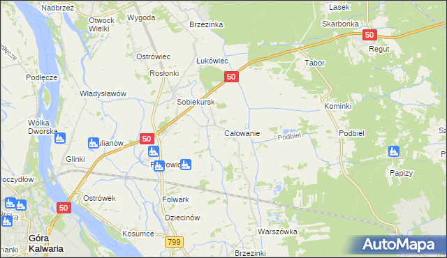 mapa Całowanie, Całowanie na mapie Targeo