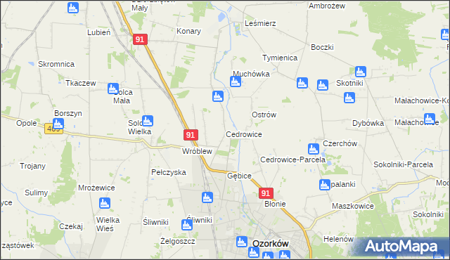 mapa Cedrowice, Cedrowice na mapie Targeo