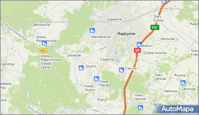 mapa Cegielnia gmina Radzymin, Cegielnia gmina Radzymin na mapie Targeo