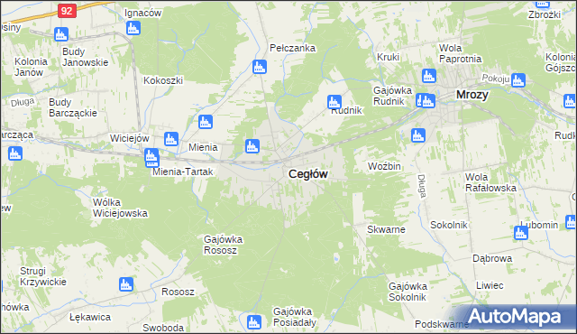 mapa Cegłów powiat miński, Cegłów powiat miński na mapie Targeo