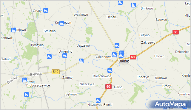 mapa Cekanowo gmina Bielsk, Cekanowo gmina Bielsk na mapie Targeo