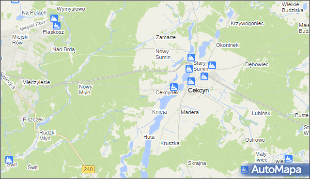 mapa Cekcynek, Cekcynek na mapie Targeo