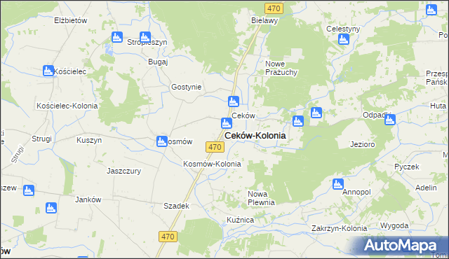 mapa Ceków-Kolonia, Ceków-Kolonia na mapie Targeo
