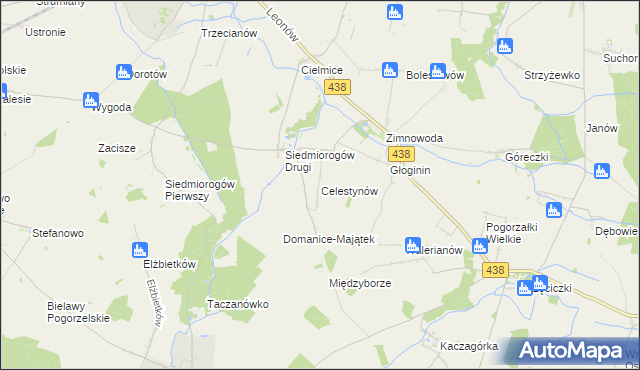 mapa Celestynów gmina Borek Wielkopolski, Celestynów gmina Borek Wielkopolski na mapie Targeo