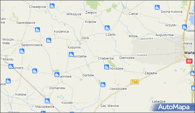mapa Chabierów, Chabierów na mapie Targeo