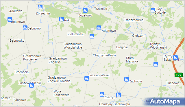 mapa Chądzyny-Kuski, Chądzyny-Kuski na mapie Targeo