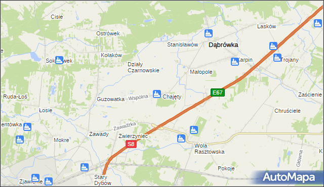 mapa Chajęty, Chajęty na mapie Targeo