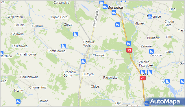 mapa Chałupki gmina Morawica, Chałupki gmina Morawica na mapie Targeo