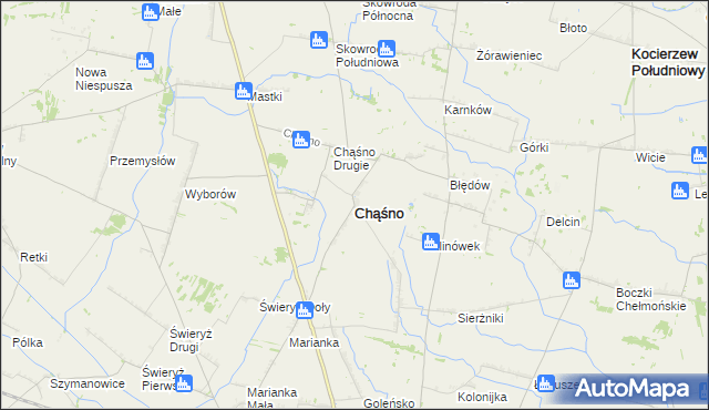 mapa Chąśno, Chąśno na mapie Targeo