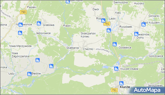 mapa Chechło gmina Klucze, Chechło gmina Klucze na mapie Targeo