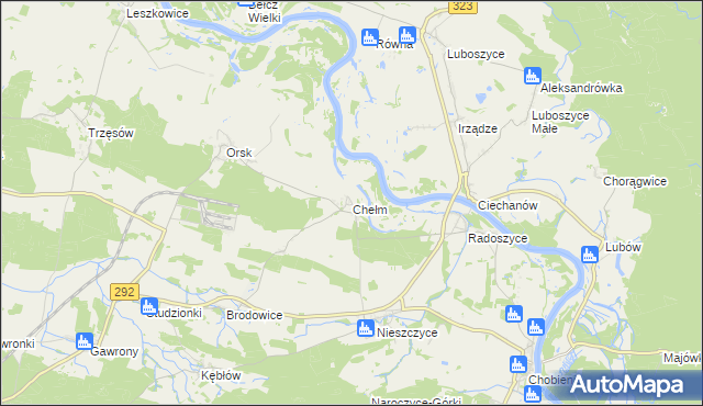 mapa Chełm gmina Rudna, Chełm gmina Rudna na mapie Targeo