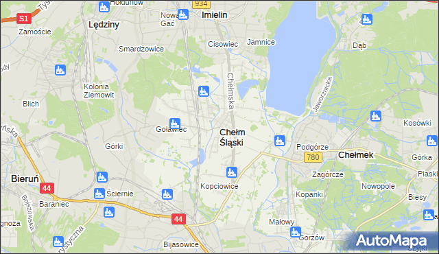 mapa Chełm Śląski, Chełm Śląski na mapie Targeo