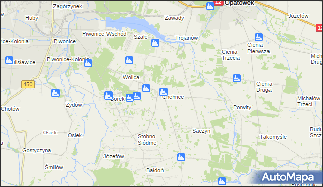 mapa Chełmce gmina Opatówek, Chełmce gmina Opatówek na mapie Targeo