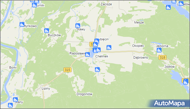 mapa Chełmek gmina Nowa Sól, Chełmek gmina Nowa Sól na mapie Targeo