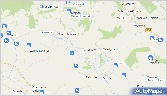 mapa Chłaniów, Chłaniów na mapie Targeo