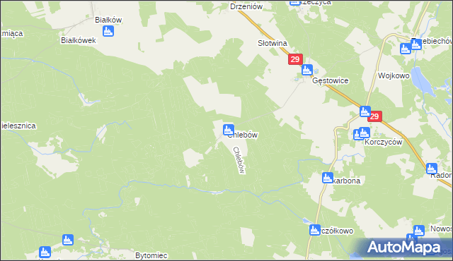 mapa Chlebów gmina Maszewo, Chlebów gmina Maszewo na mapie Targeo