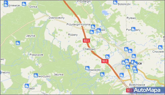 mapa Chlebowo gmina Bobolice, Chlebowo gmina Bobolice na mapie Targeo