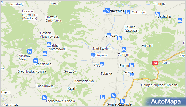 mapa Chłopków gmina Frampol, Chłopków gmina Frampol na mapie Targeo