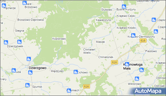 mapa Chmieleń Wielki, Chmieleń Wielki na mapie Targeo
