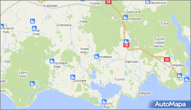 mapa Chmielewo gmina Orzysz, Chmielewo gmina Orzysz na mapie Targeo