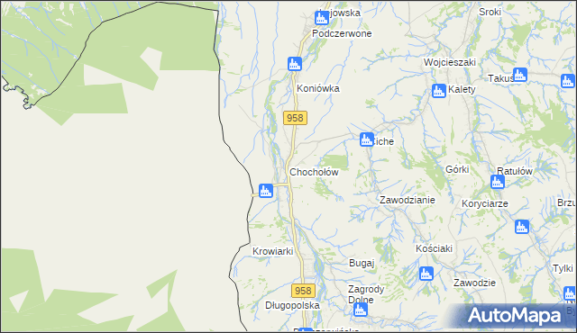 mapa Chochołów gmina Czarny Dunajec, Chochołów gmina Czarny Dunajec na mapie Targeo