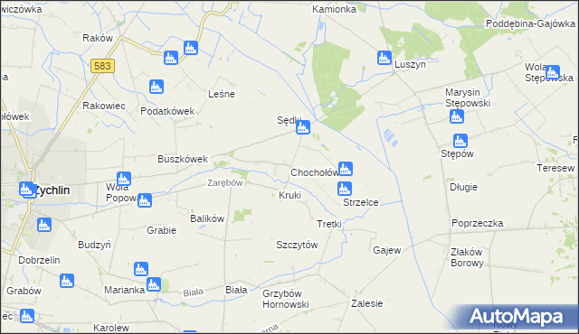 mapa Chochołów gmina Żychlin, Chochołów gmina Żychlin na mapie Targeo