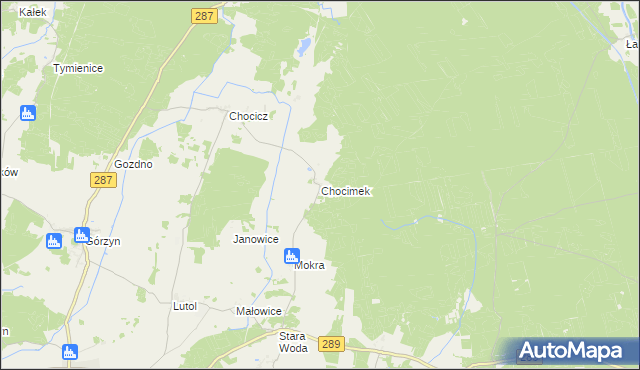 mapa Chocimek, Chocimek na mapie Targeo
