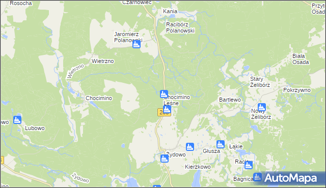 mapa Chocimino Leśne, Chocimino Leśne na mapie Targeo