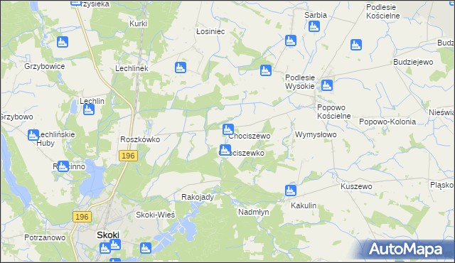 mapa Chociszewo gmina Skoki, Chociszewo gmina Skoki na mapie Targeo