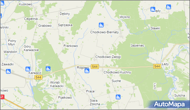 mapa Chodkowo-Załogi, Chodkowo-Załogi na mapie Targeo