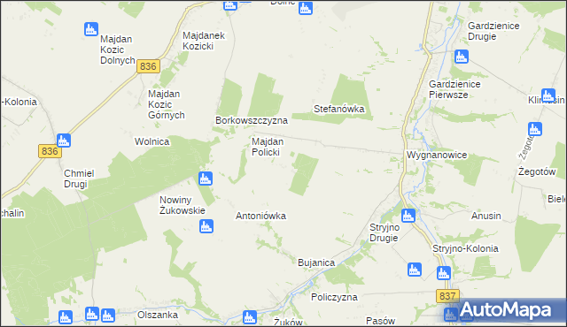 mapa Choiny gmina Rybczewice, Choiny gmina Rybczewice na mapie Targeo
