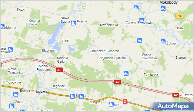 mapa Chojeczno-Sybilaki, Chojeczno-Sybilaki na mapie Targeo