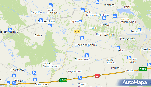 mapa Chojeniec-Kolonia, Chojeniec-Kolonia na mapie Targeo