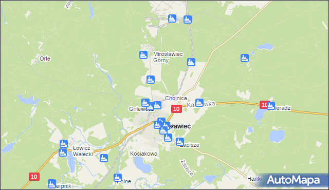 mapa Chojnica gmina Mirosławiec, Chojnica gmina Mirosławiec na mapie Targeo