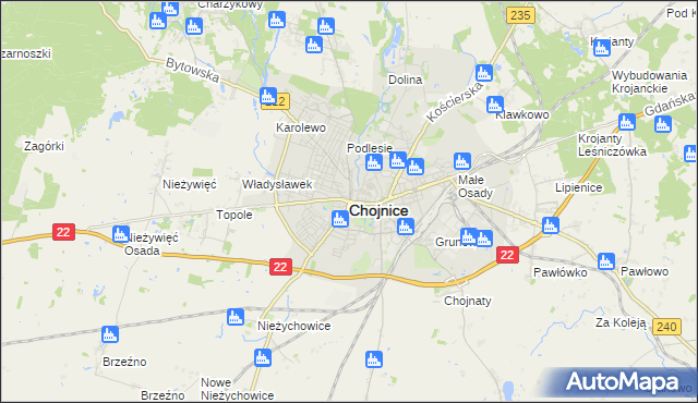 mapa Chojnic, Chojnice na mapie Targeo