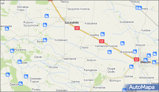 mapa Chojno gmina Szczytniki, Chojno gmina Szczytniki na mapie Targeo