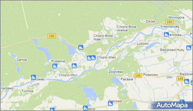 mapa Chojno-Wieś, Chojno-Wieś na mapie Targeo