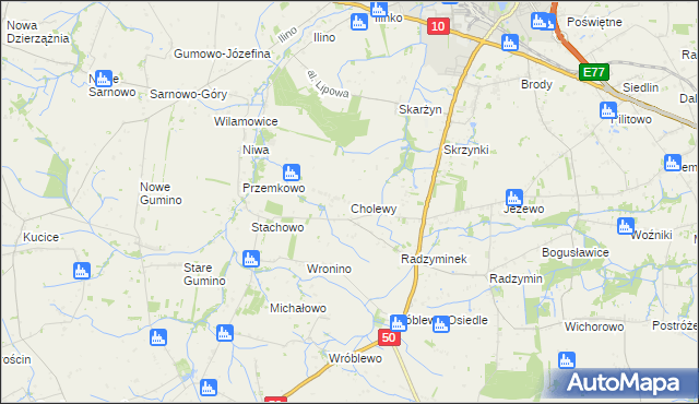 mapa Cholewy gmina Płońsk, Cholewy gmina Płońsk na mapie Targeo