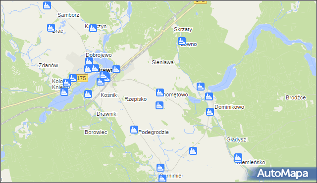 mapa Chomętowo gmina Drawno, Chomętowo gmina Drawno na mapie Targeo