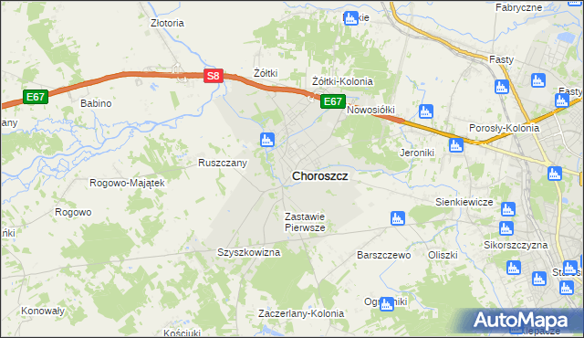 mapa Choroszcz, Choroszcz na mapie Targeo