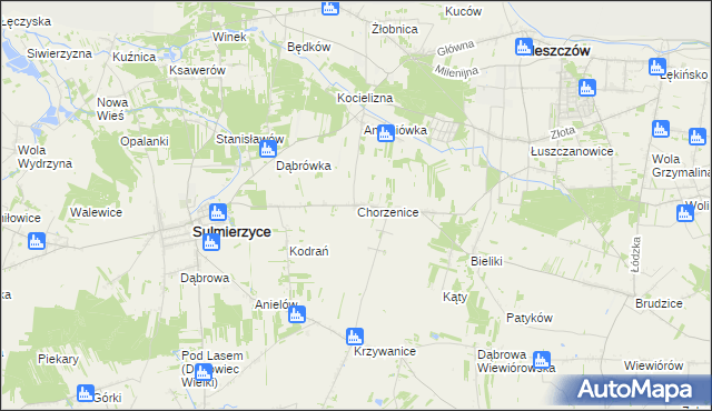 mapa Chorzenice gmina Sulmierzyce, Chorzenice gmina Sulmierzyce na mapie Targeo