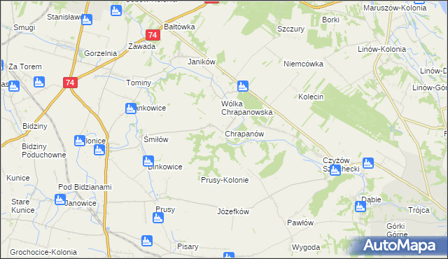 mapa Chrapanów, Chrapanów na mapie Targeo