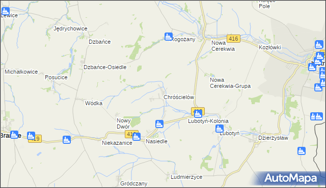 mapa Chróścielów, Chróścielów na mapie Targeo