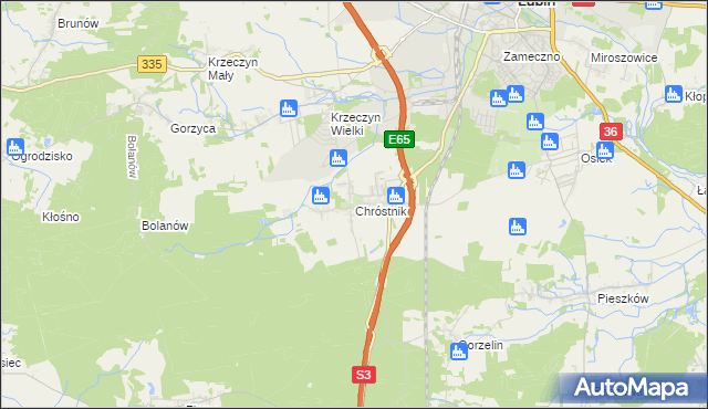 mapa Chróstnik, Chróstnik na mapie Targeo