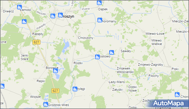 mapa Chrostowo gmina Troszyn, Chrostowo gmina Troszyn na mapie Targeo