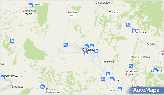 mapa Chrzanów powiat janowski, Chrzanów powiat janowski na mapie Targeo