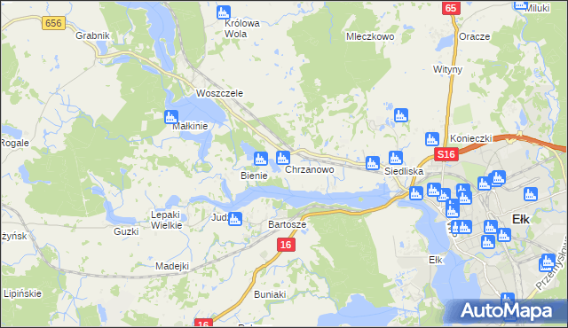 mapa Chrzanowo gmina Ełk, Chrzanowo gmina Ełk na mapie Targeo