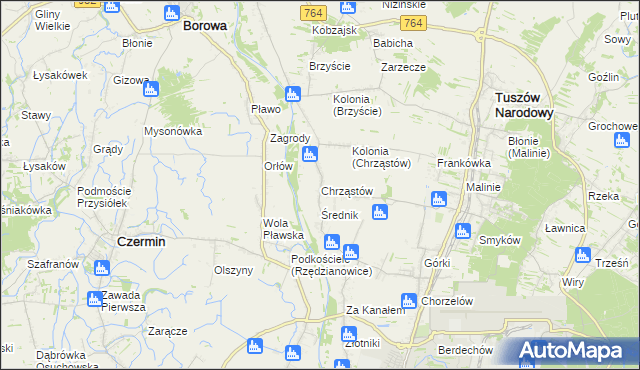 mapa Chrząstów gmina Mielec, Chrząstów gmina Mielec na mapie Targeo